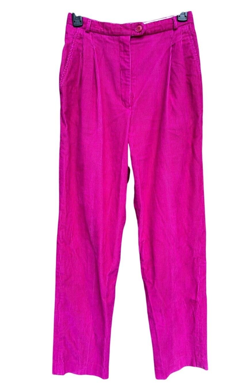 Vintage 1990s Rafaella High Waisted Corduroy Pants Magenta Pink Trousers Size 8